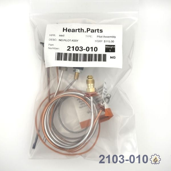 2103-010 PILOT ASSY – Natural Gas – Millivolt pilot assembly for millivolt (standing pilot) fireplace systems