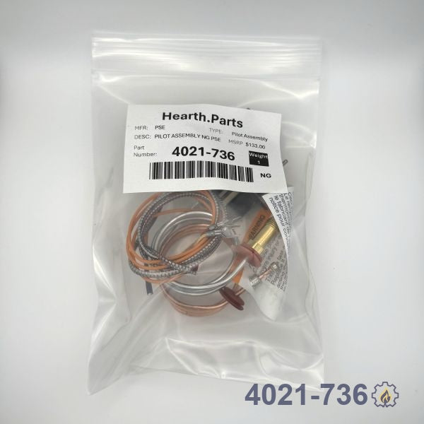 4021-736 PILOT ASSEMBLY PSE – Natural Gas – Millivolt for millivolt (standing pilot) fireplace systems