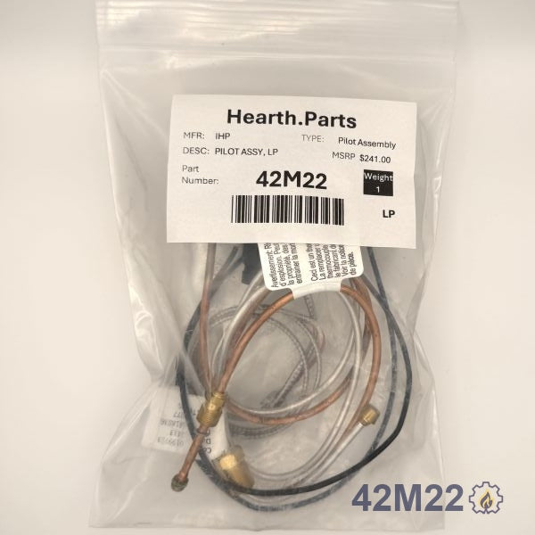 42M22 PILOT ASSY, – Propane – Millivolt pilot assembly Propane LP for millivolt (standing pilot) fireplace systems