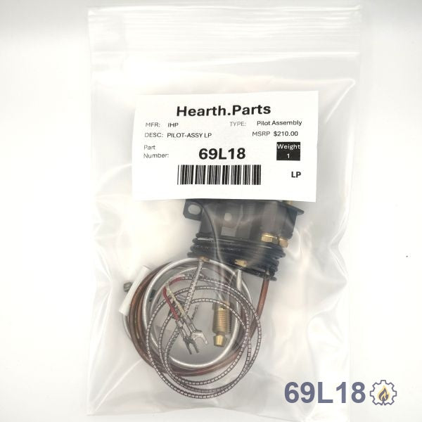 69L18 PILOT-ASSY – Propane – Millivolt pilot assembly Propane LP for millivolt (standing pilot) fireplace systems