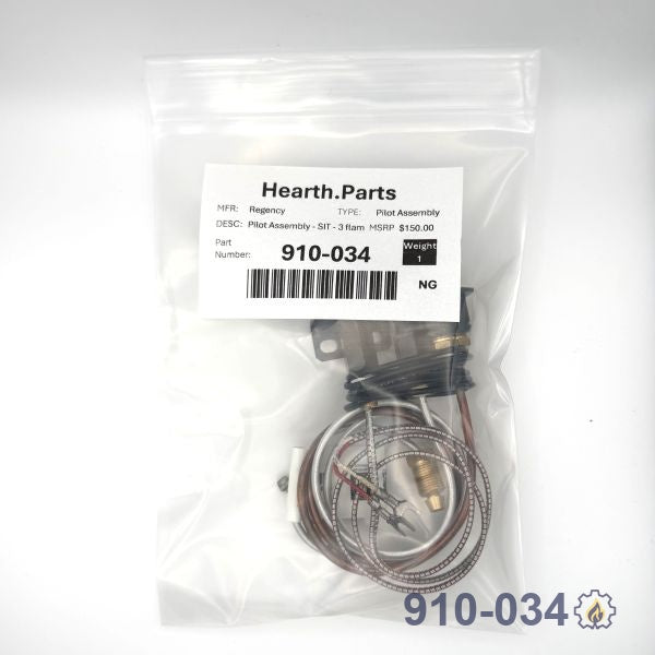 910-034 Pilot Assembly - SIT - 3 flame -NG NG fireplace replacement part