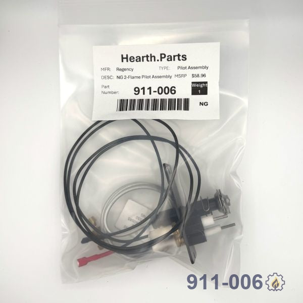 911-006 NG 2-Flame Pilot Assembly - IPI NG fireplace replacement part